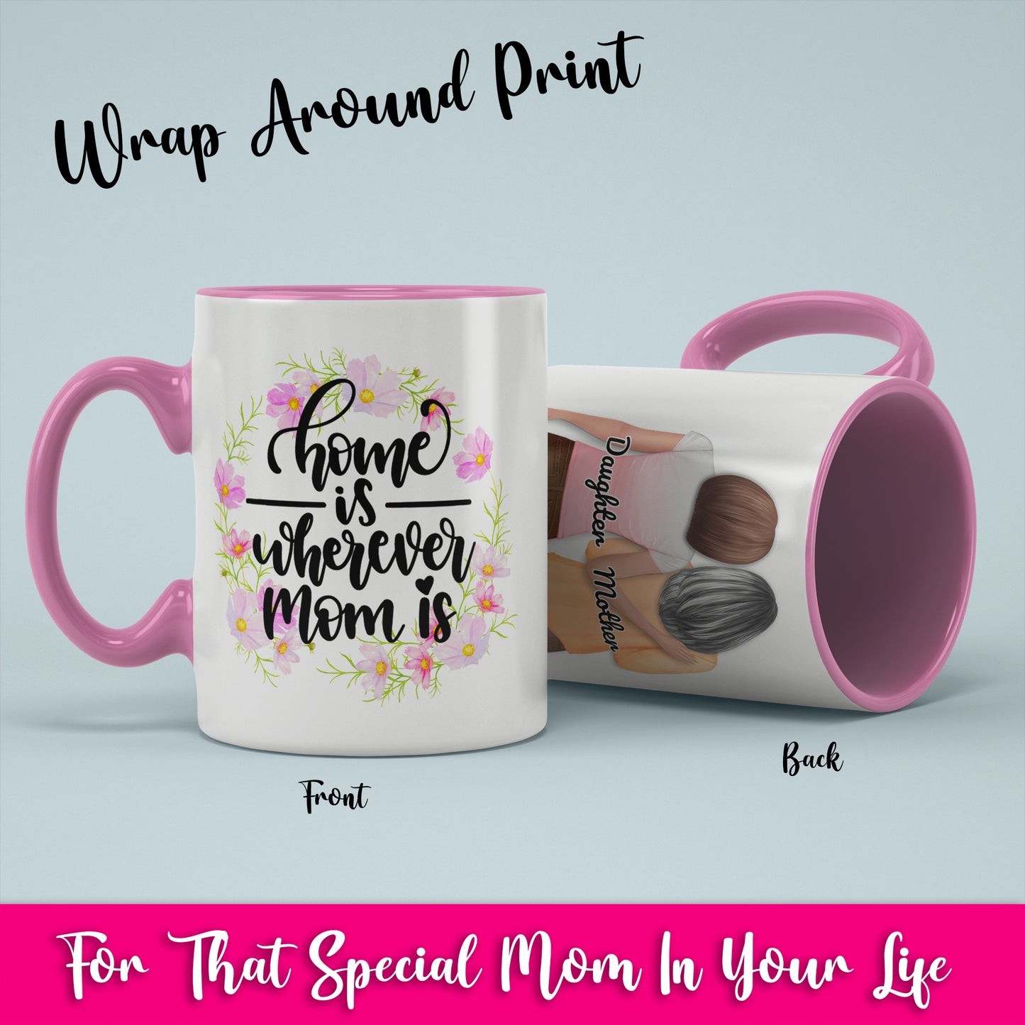 Home Is Wherever Mom Is - White Coffee Mug With Colored Inside & Handle