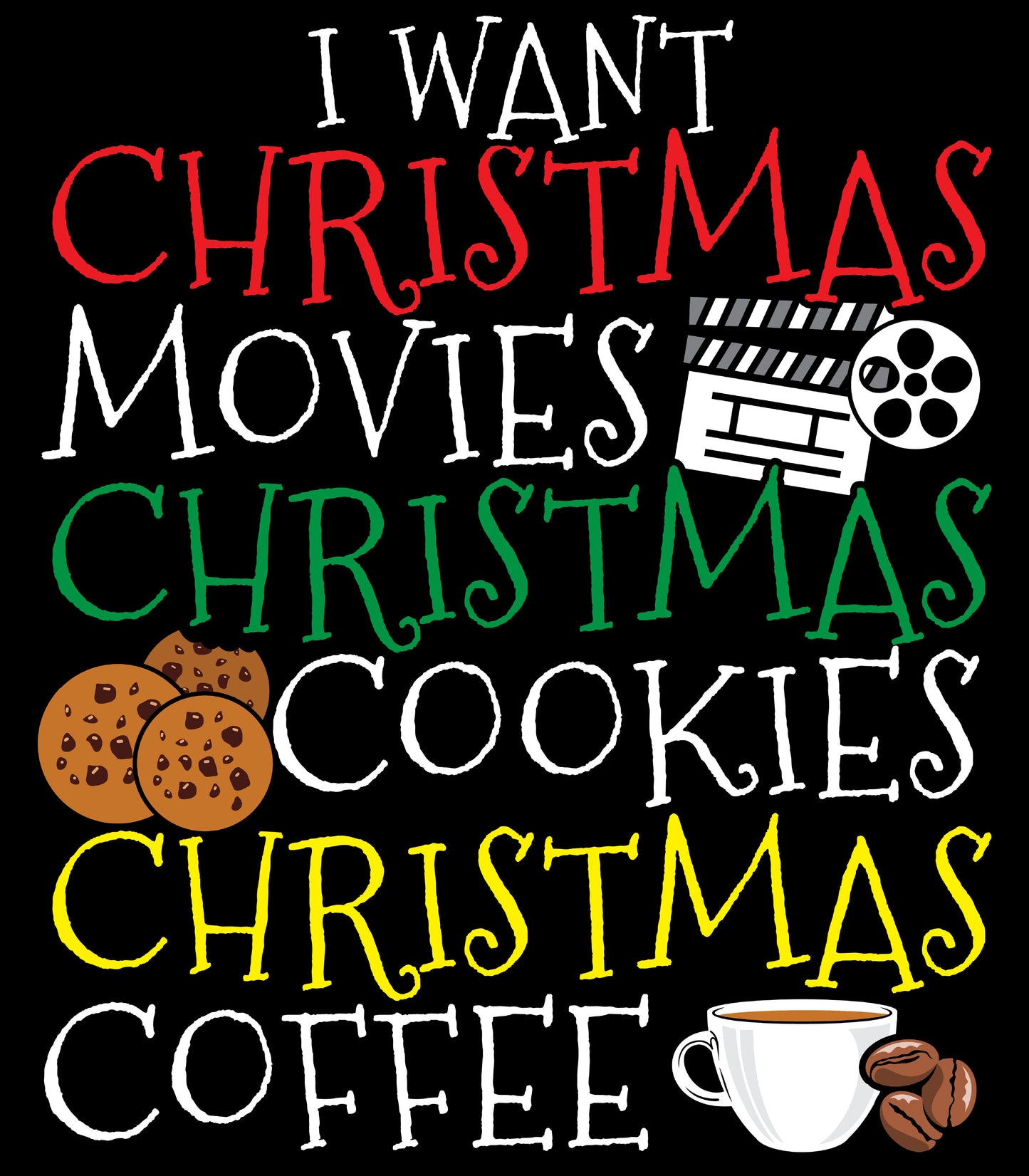 Unique Christmas Sublimated Pillow Case - I Want Christmas Movies, Christmas Cookies, Christmas Coffee We all love this holiday season on the big screen with 24X7 holiday movies and shows bringing warmth and smiles and good feelings