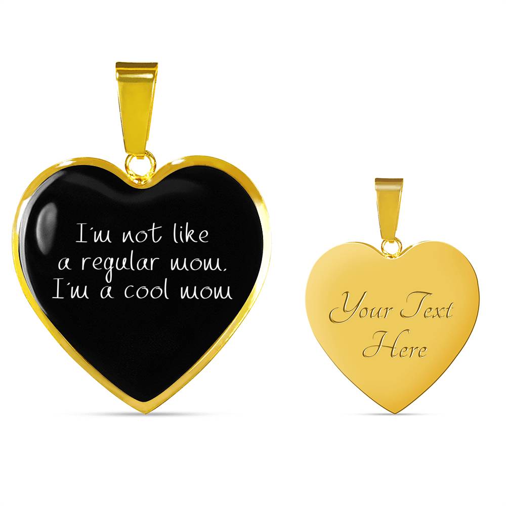 Not Like A Regular Mom - Gold/Silver Heart Necklace - Black