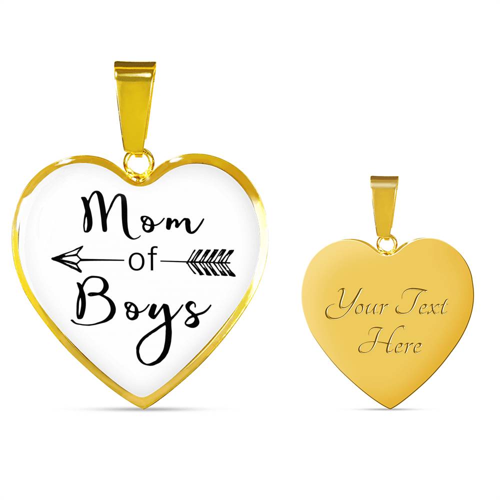 Mom Of Boys - Gold/Silver Heart Necklace - White