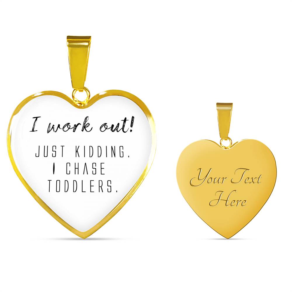 I Work Out! - Gold/Silver Heart Necklace - White