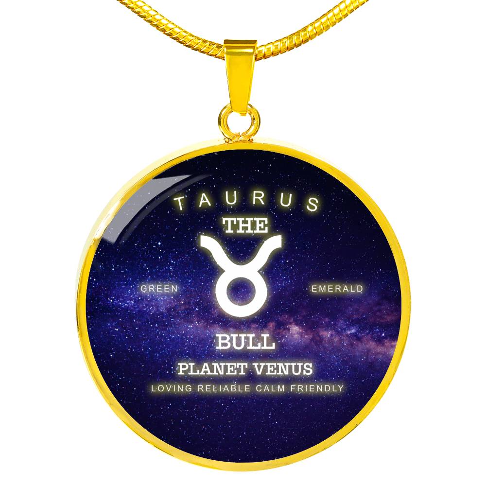 Taurus Gold/Silver Zodiac Round Necklace
