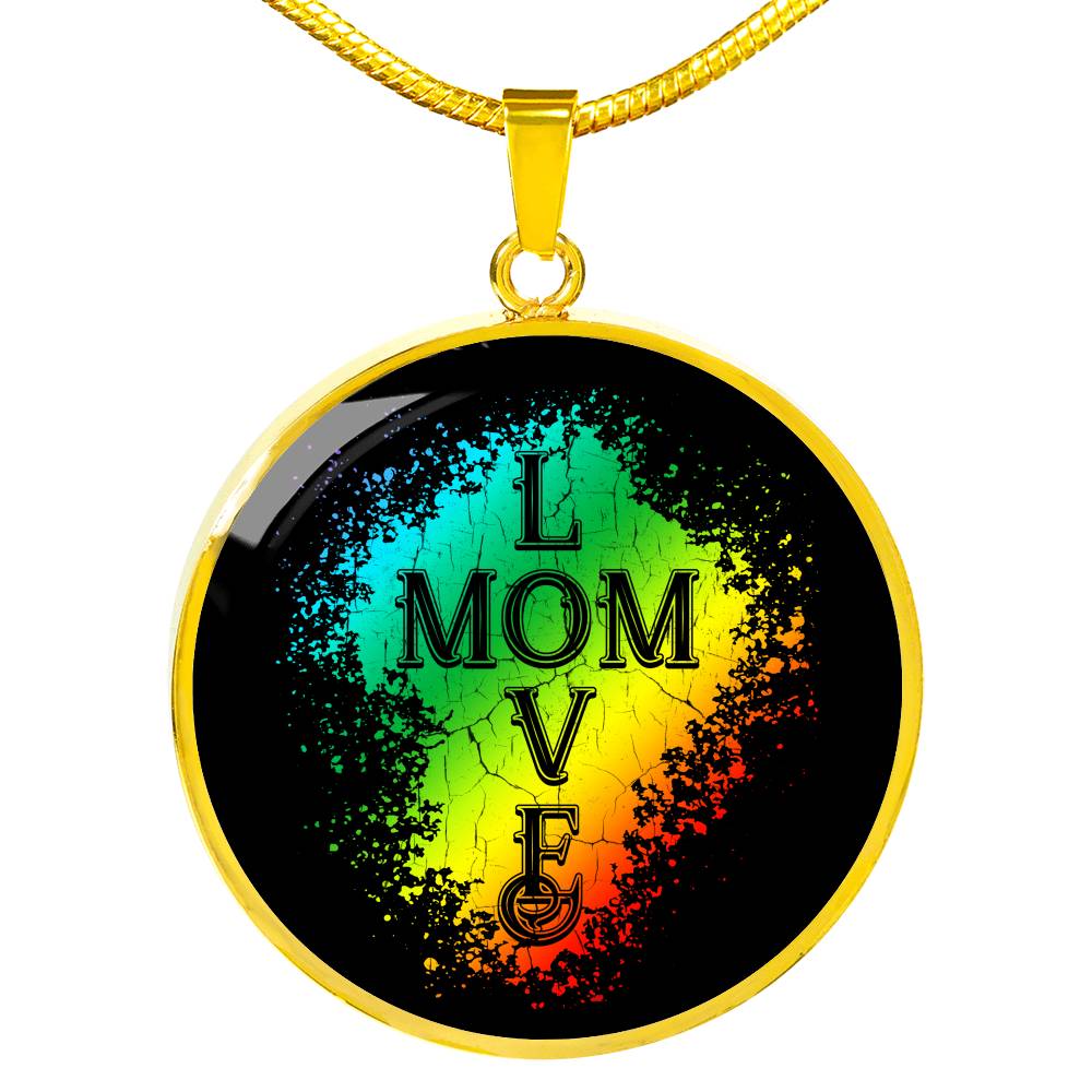 Mom Love Necklace Round - Dark