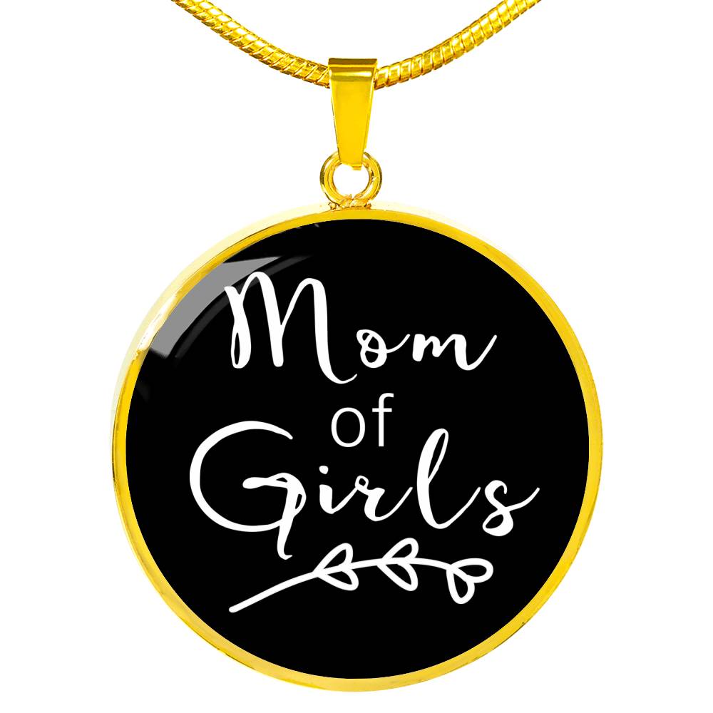 Mom Of Girls - Gold/Silver Heart Necklace - Black