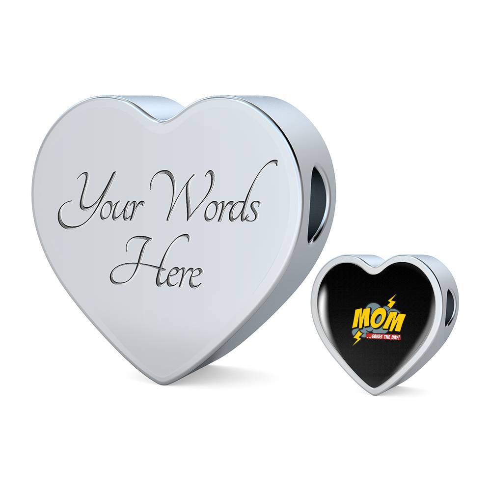 Mom Saves The Day Leather Bracelet Heart - Light