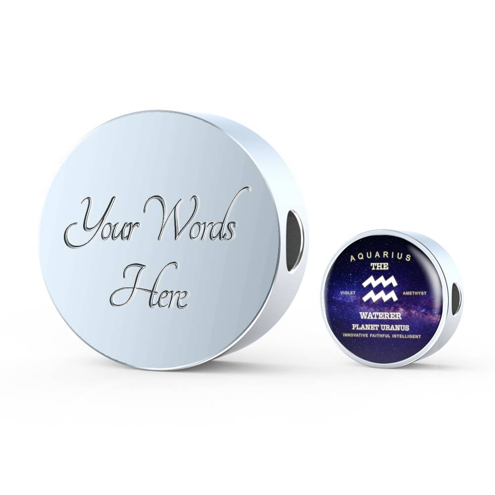 Aquarius Zodiac Round Leather Bracelet