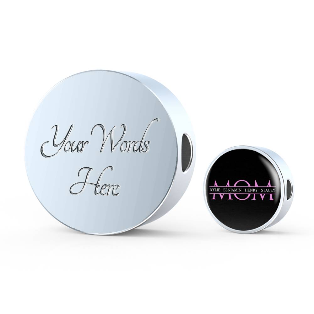 Mom Leather Bracelet Round - Dark