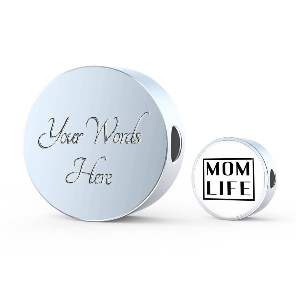 Mom Life - Round Leather Bracelet - White