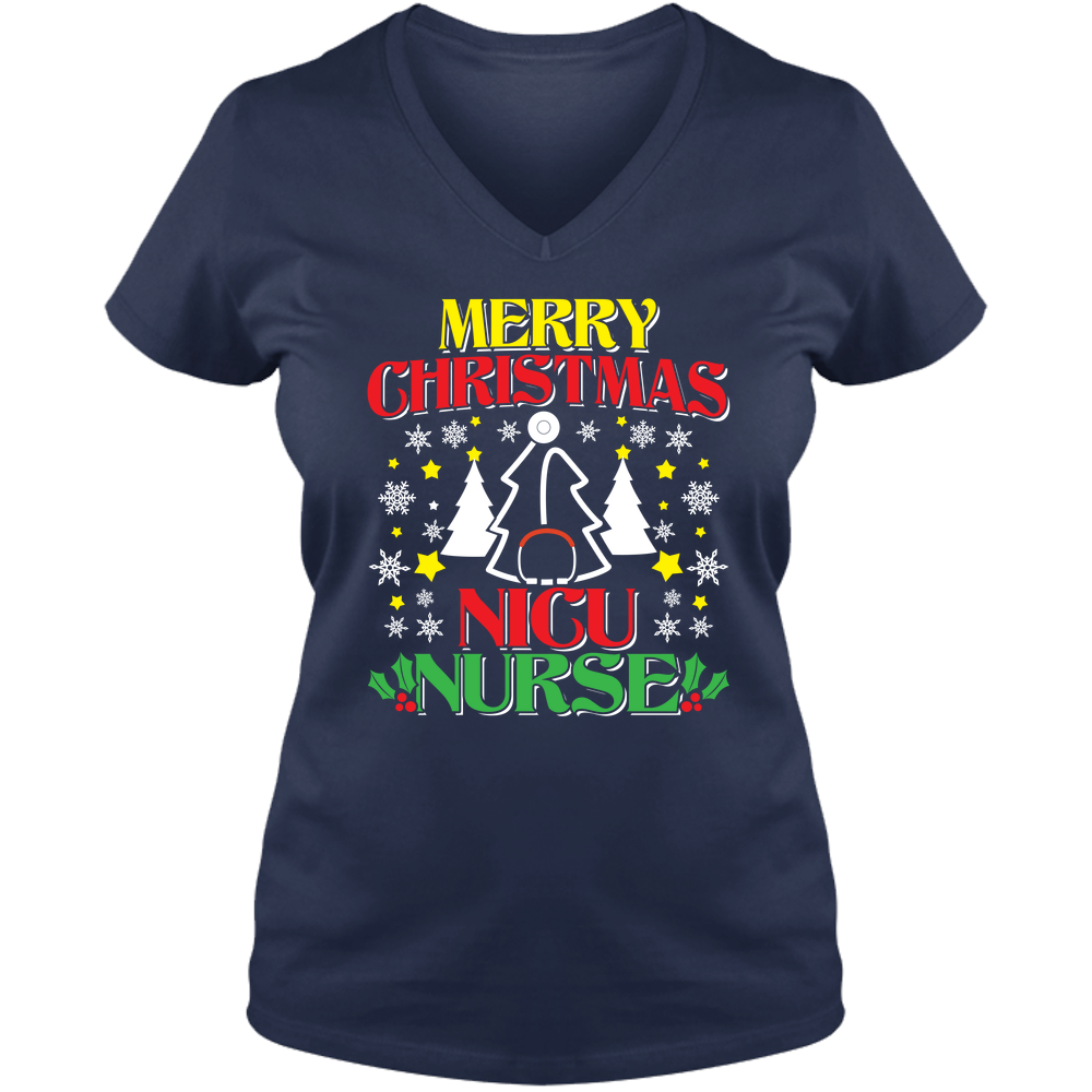Merry Christmas NICU Nurse - Ladies V Neck Tee