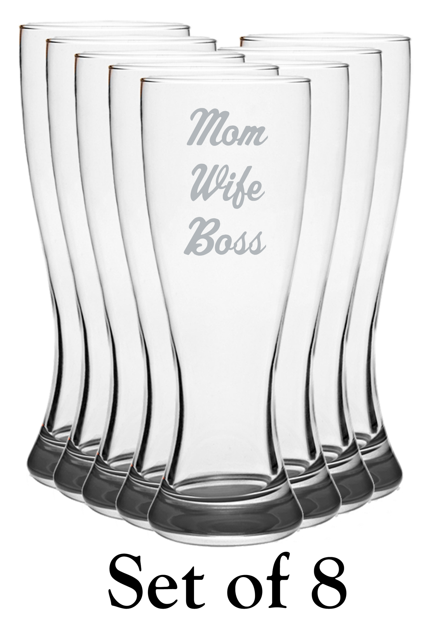 Mom Wife Boss - Pilsner Glass - Set of 8