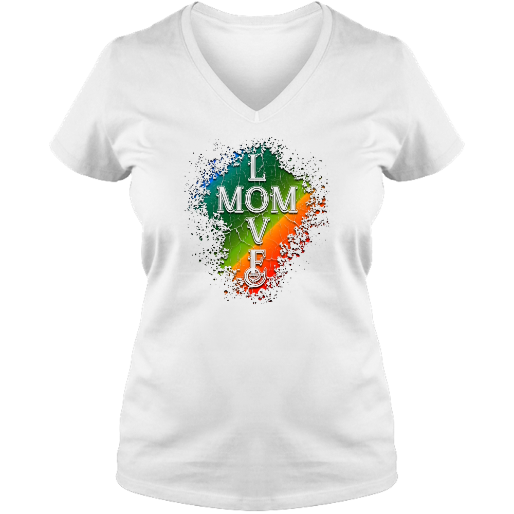 Mom Love Ladies V Neck Tee - Light