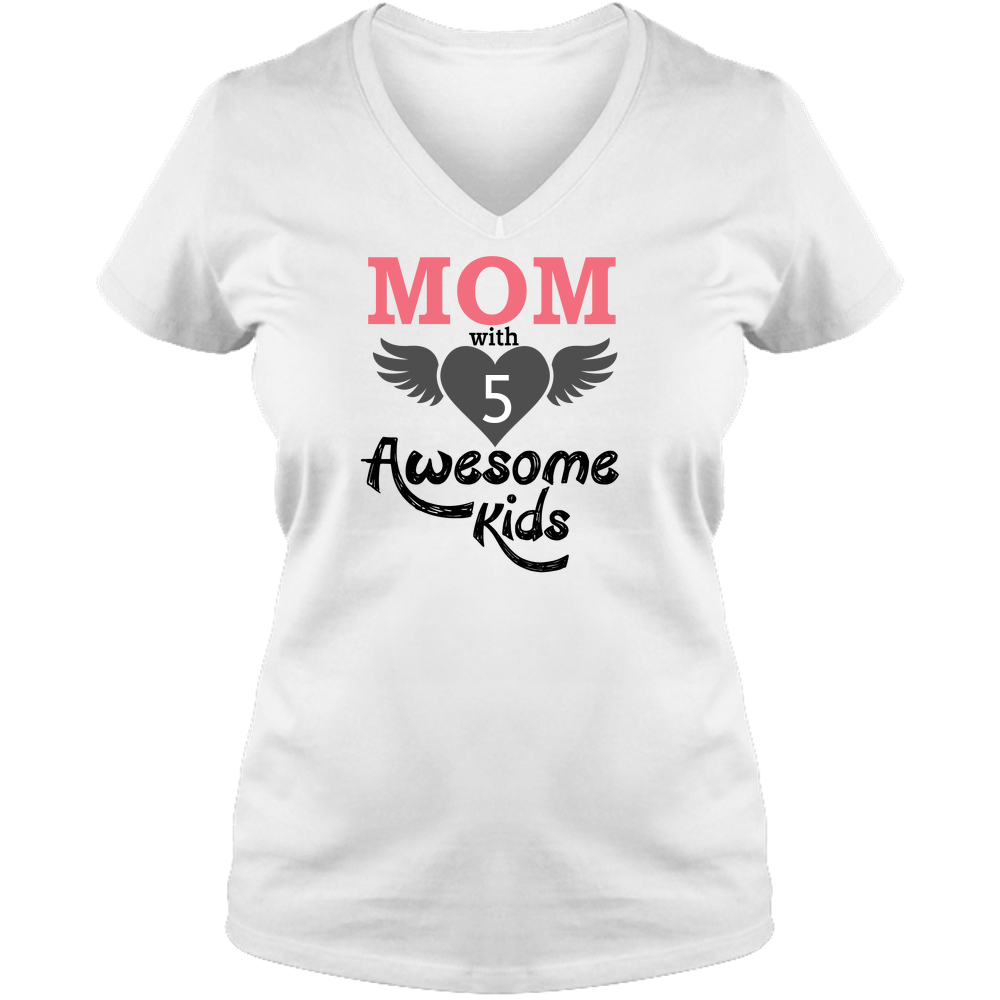 Mom With Awesome Kids - Light - Ladies V Neck Tee