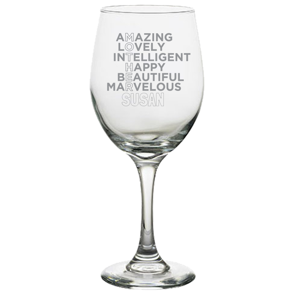 Mother Amazing Lovely Intelligent (Personalized) - White Wine Glass