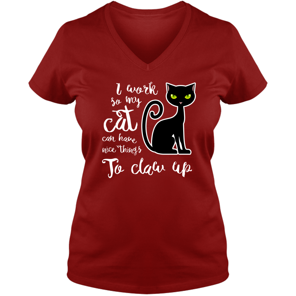 I Work - Ladies V Neck Tee