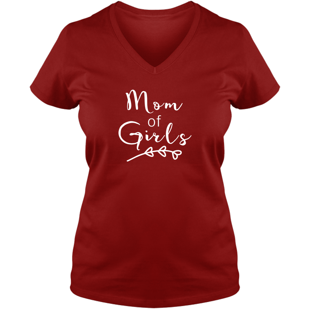 Mom Of Girls Dark - Ladies V Neck Tee