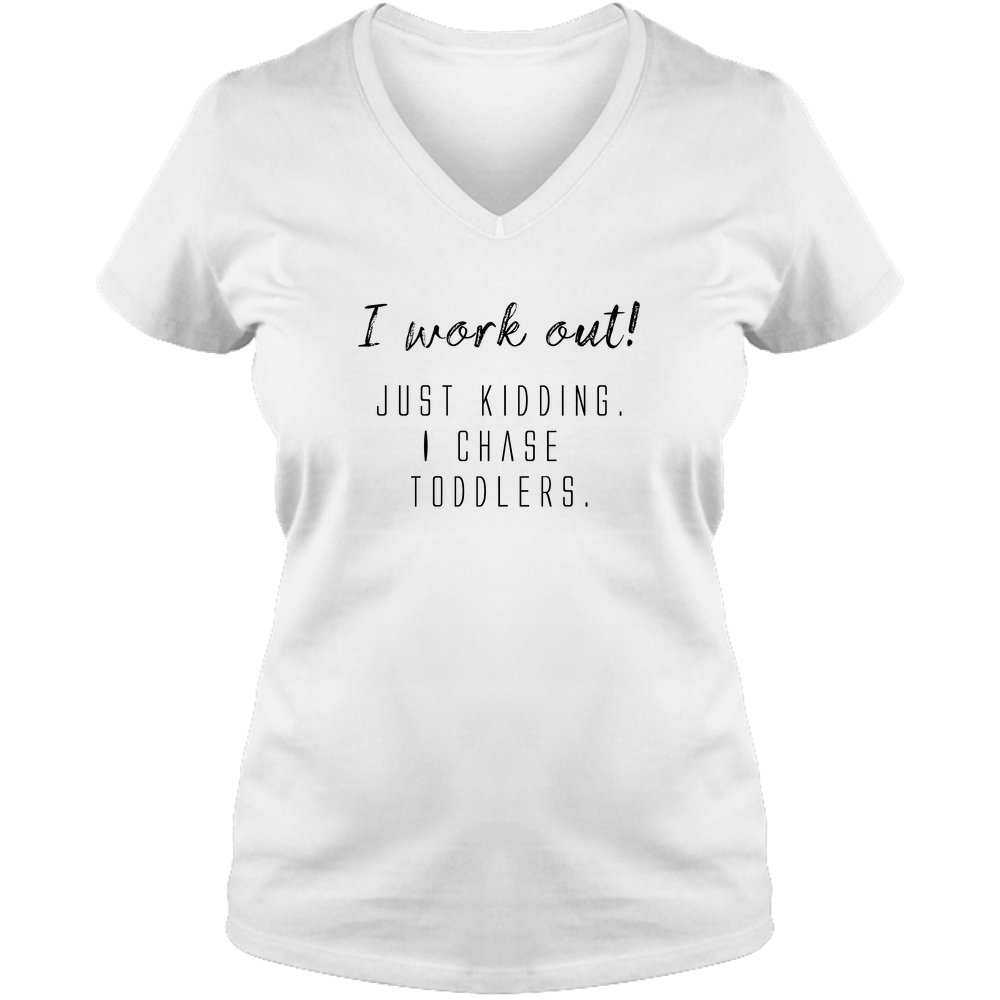 I work out! Light - Ladies V Neck Tee