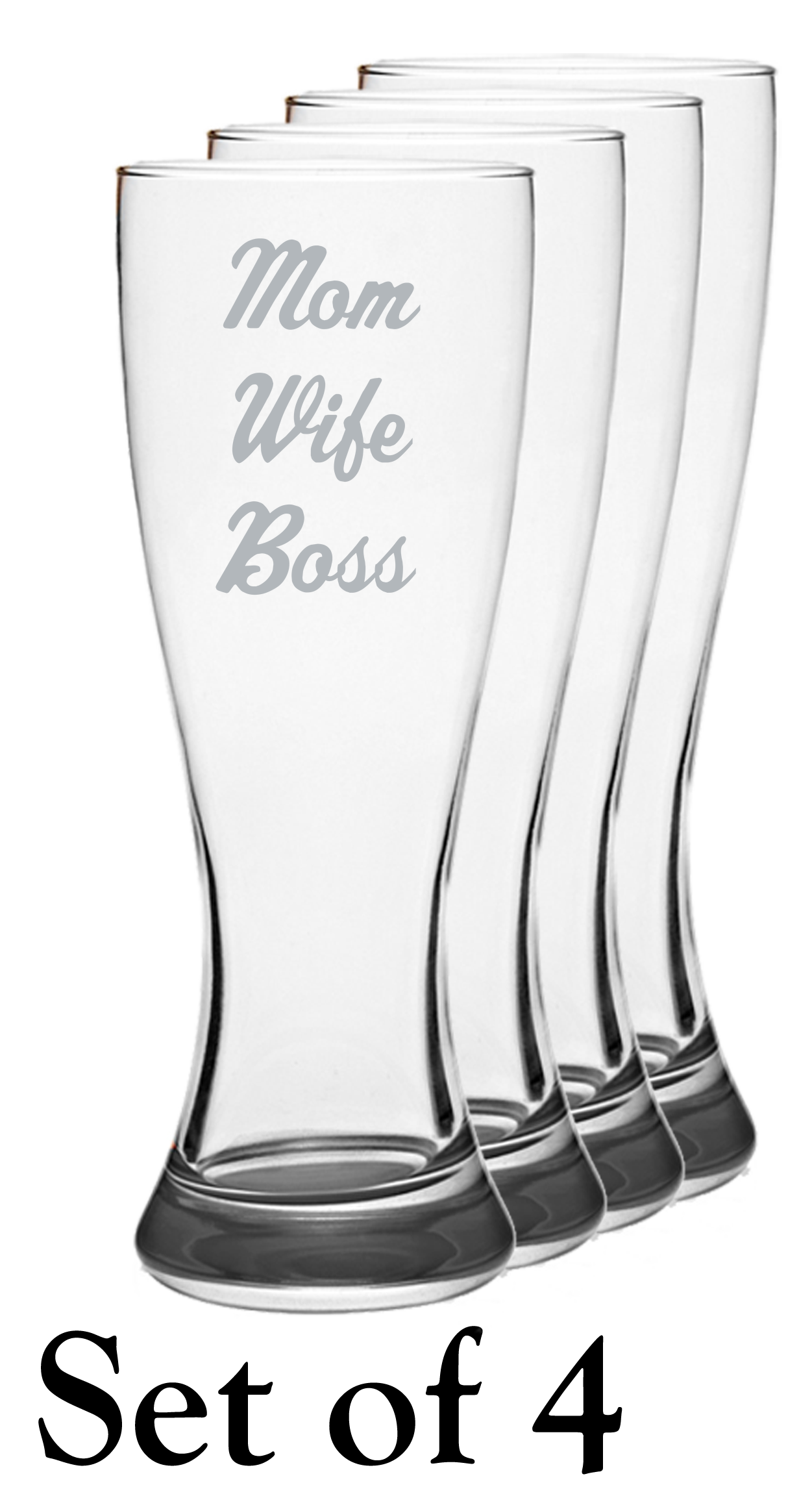 Mom Wife Boss - Pilsner Glass - Set of 4