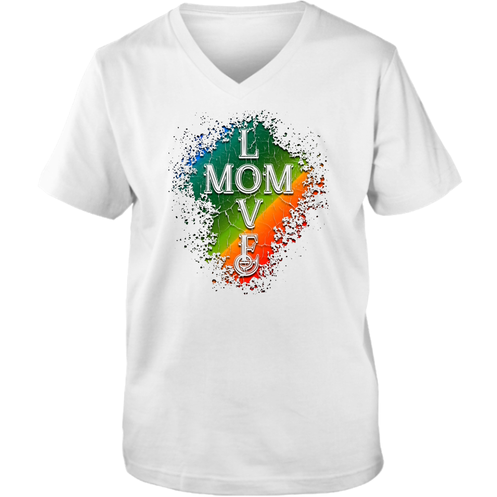 Mom Love Adult Unisex Vneck Tee - Light