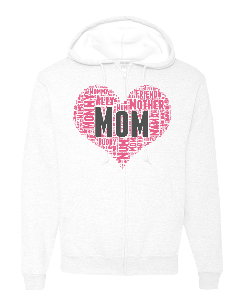 Mom Heart Adult Zipper Hoodie - Light