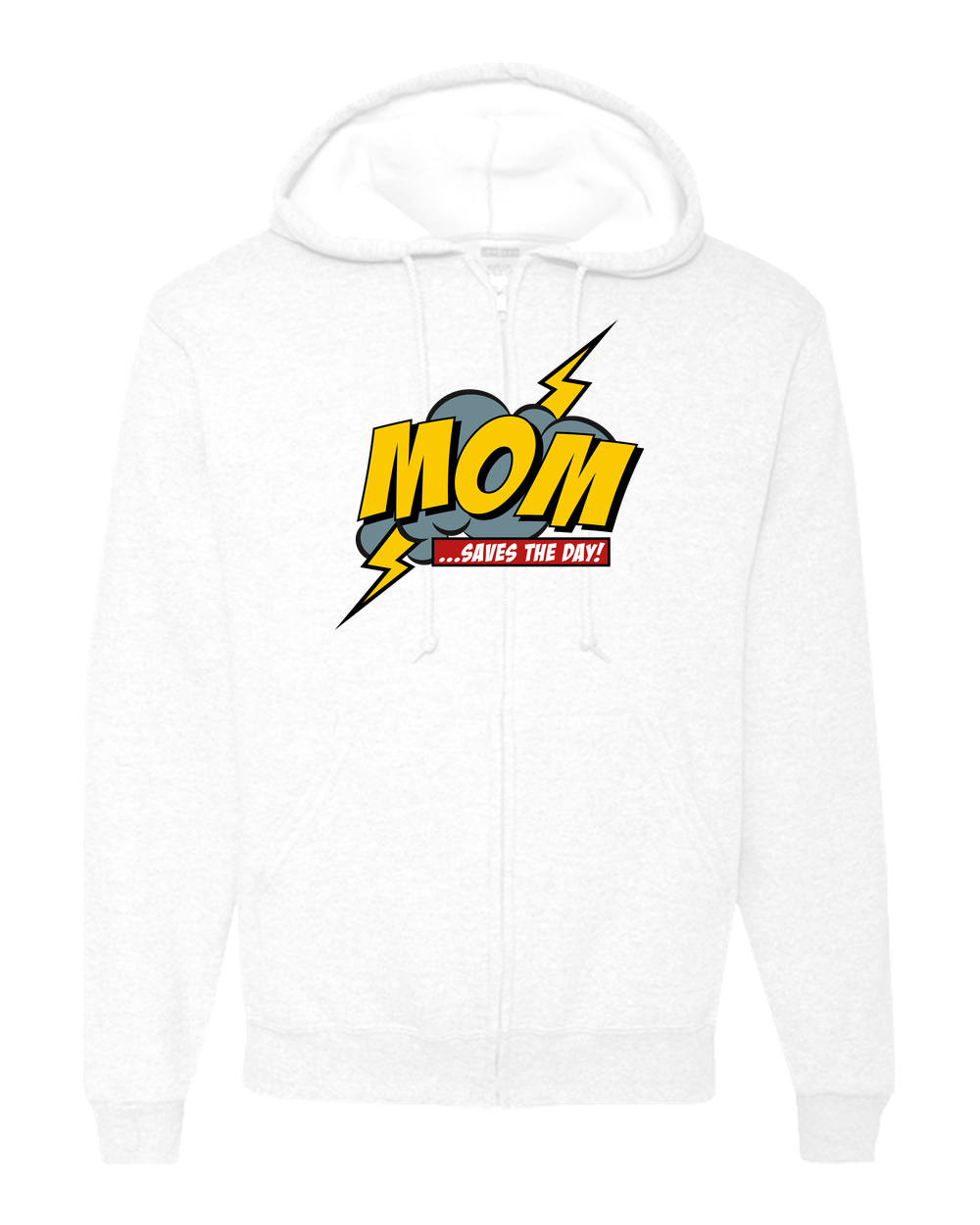 Mom Saves The Day Adult Zipper Hoodie - Light
