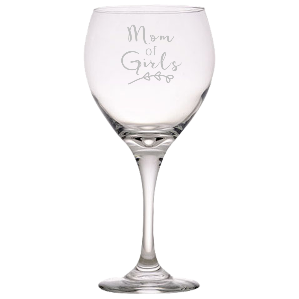 Mom Of Girls - Wine Glass