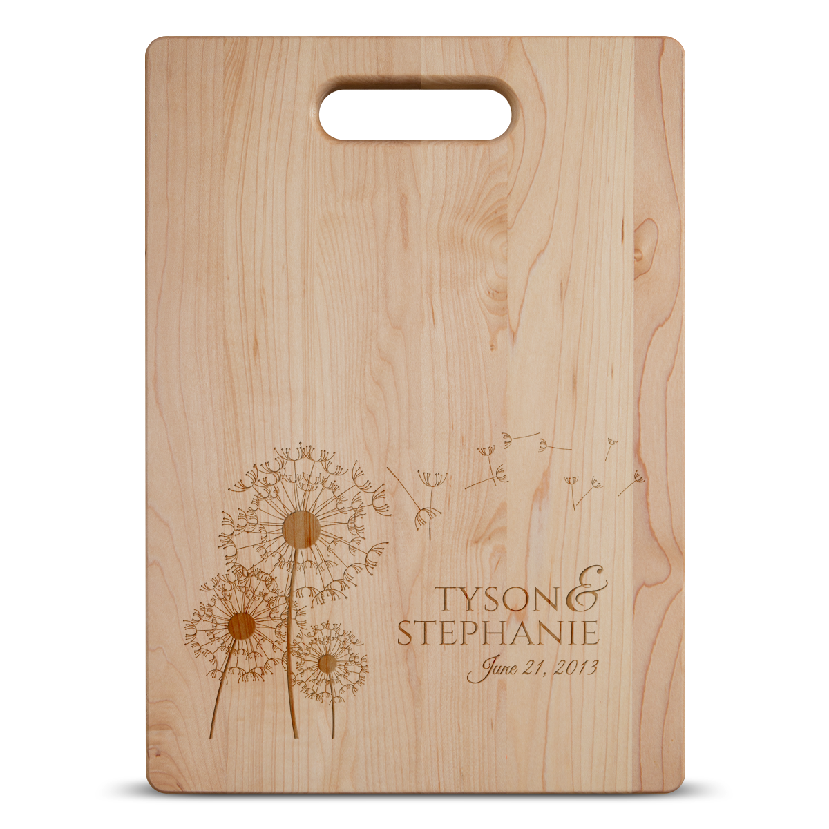 Flowers Name Date Cutting Board - Maple