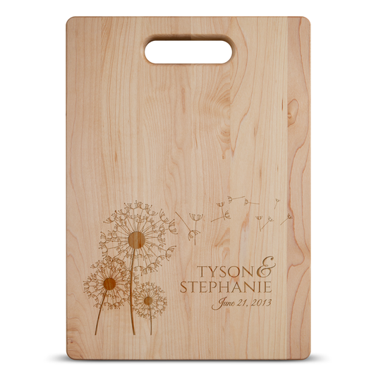Flowers Name Date Cutting Board - Maple