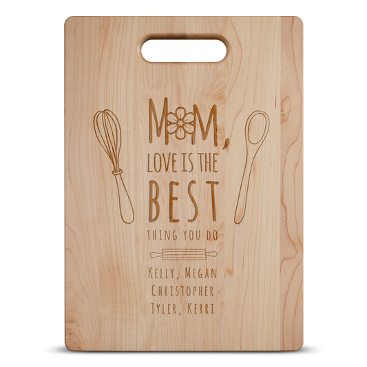 Mom Loves Best Cutting Board - Maple
