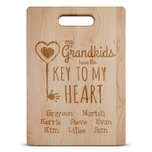 Grandkids Key Cutting Board - Maple