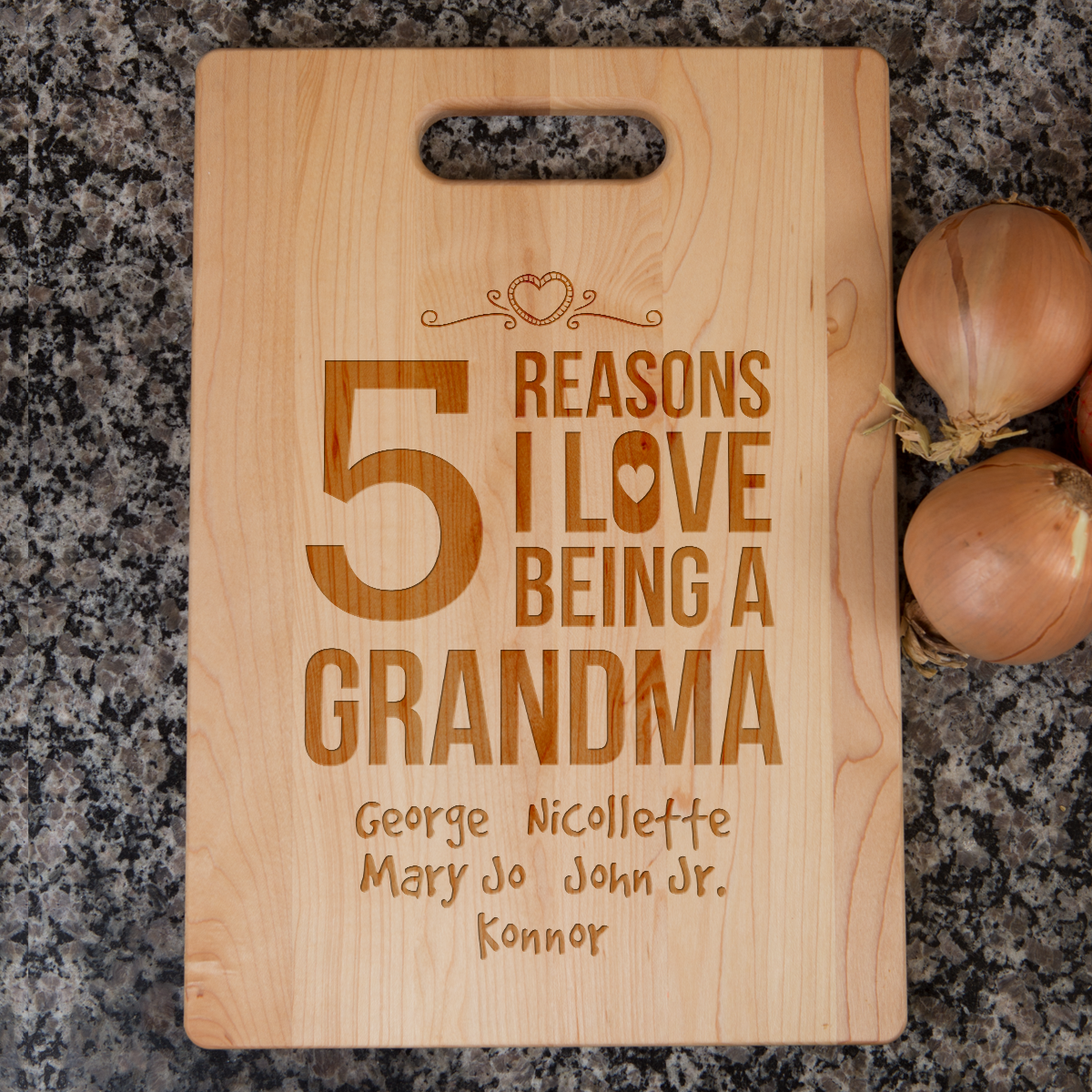 Reasons Love Grandma Cutting Board - Maple