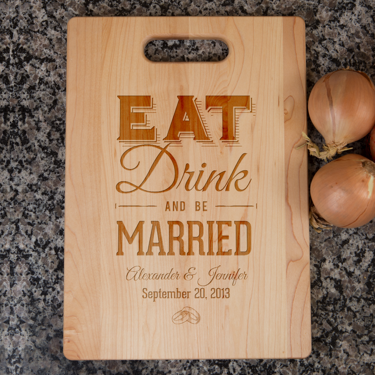 Eat Drink Married Cutting Board - Maple