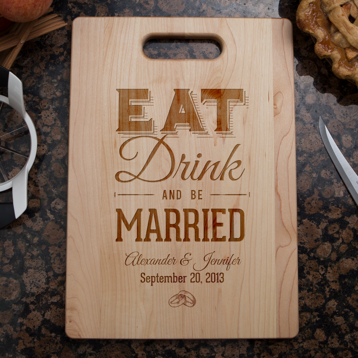 Eat Drink Married Cutting Board - Maple