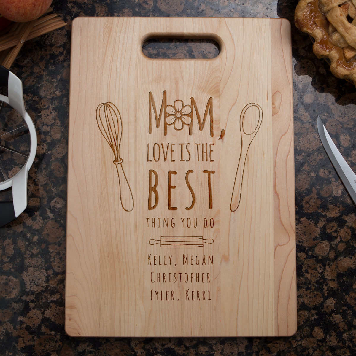 Mom Loves Best Cutting Board - Maple