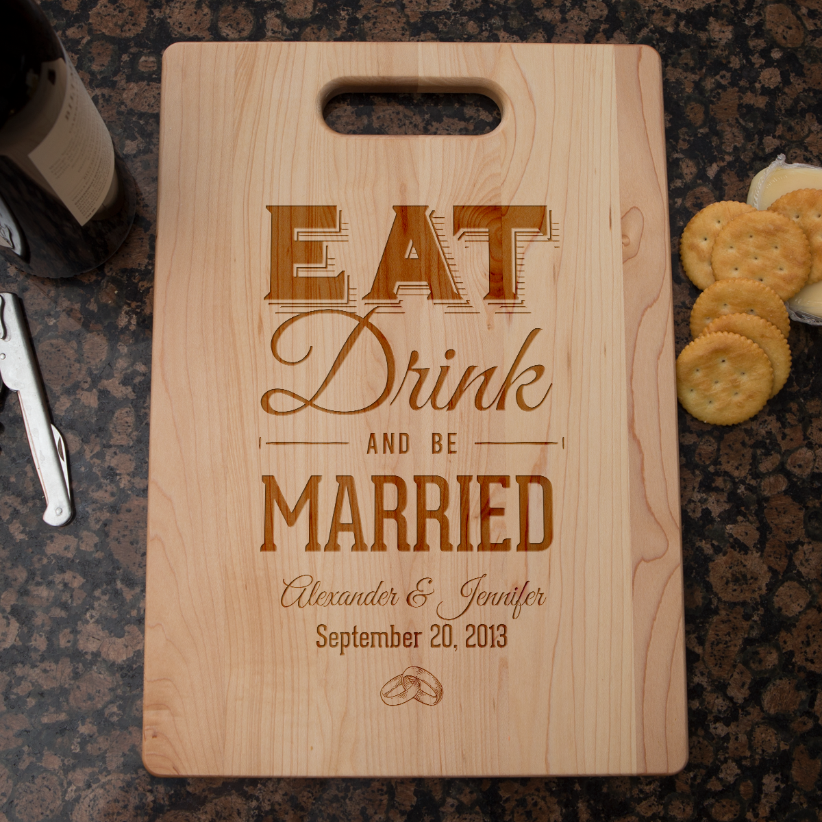 Eat Drink Married Cutting Board - Maple
