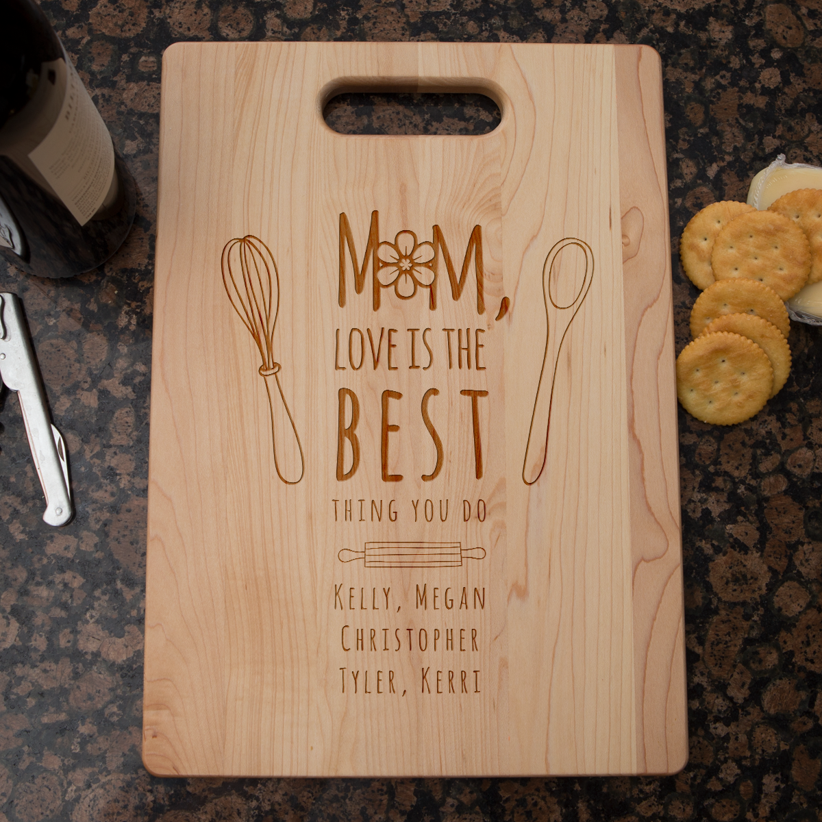Mom Loves Best Cutting Board - Maple