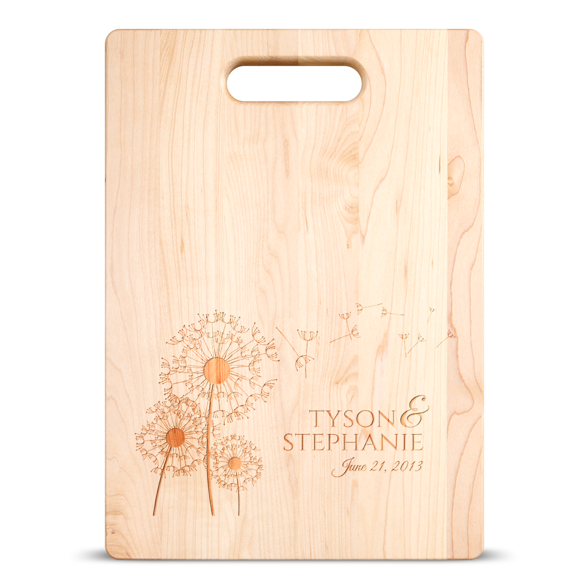 Flowers Name Date Cutting Board - Maple