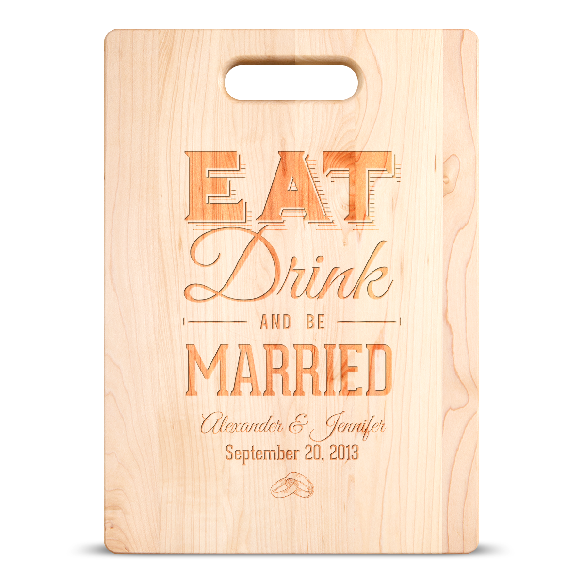 Eat Drink Married Cutting Board - Maple