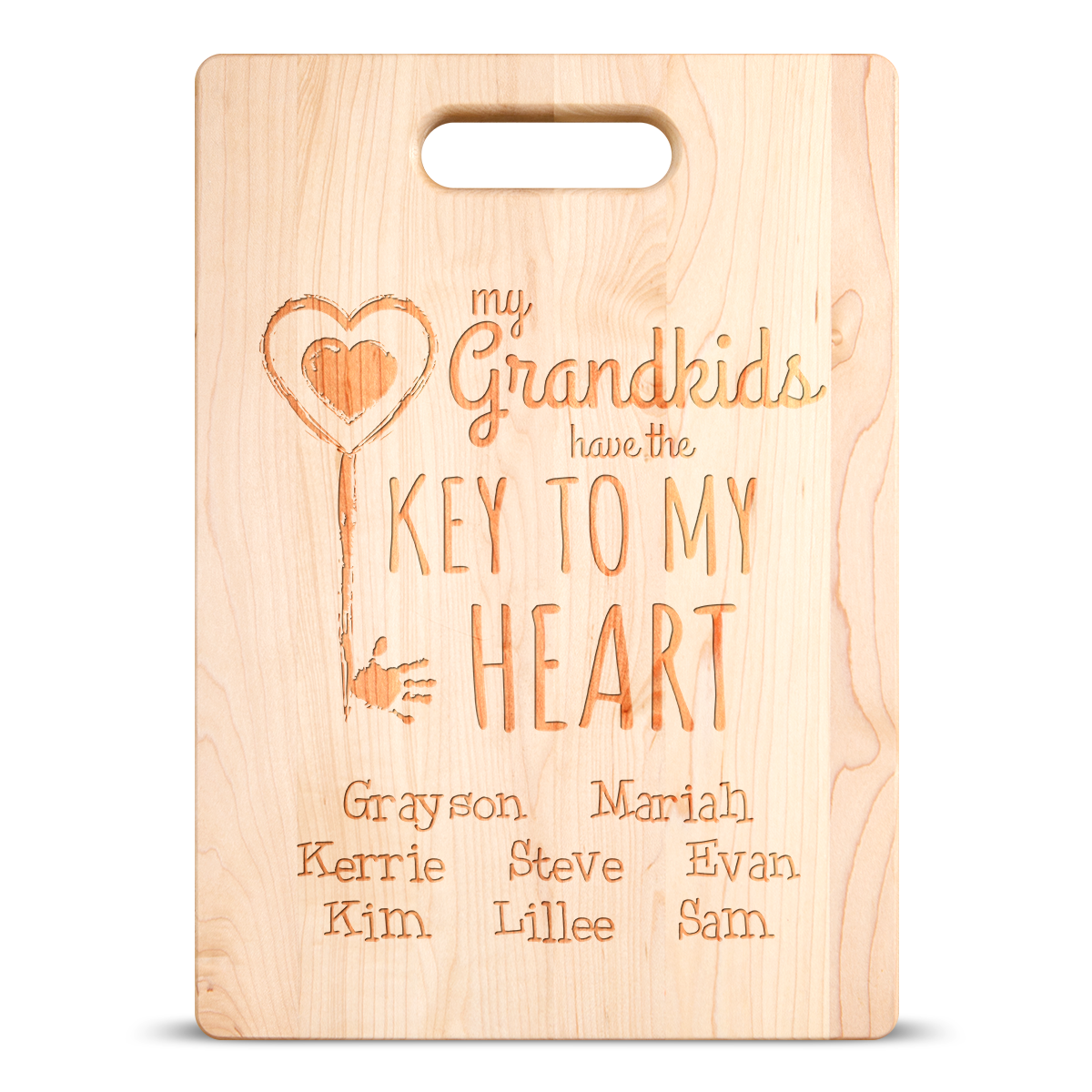 Grandkids Key Cutting Board - Maple