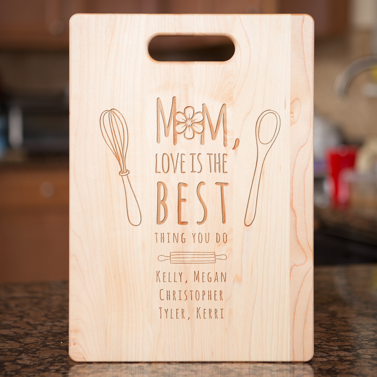 Mom Loves Best Cutting Board - Maple