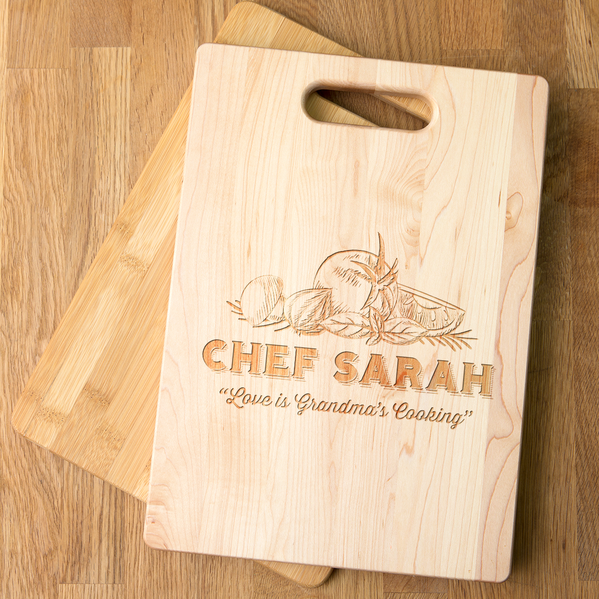 Love Grandma Cooking Cutting Board - Maple