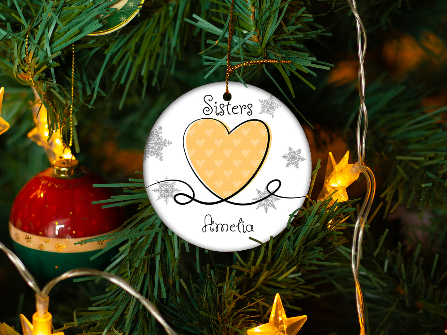 Sisters Yellow - Ceramic Round Ornament