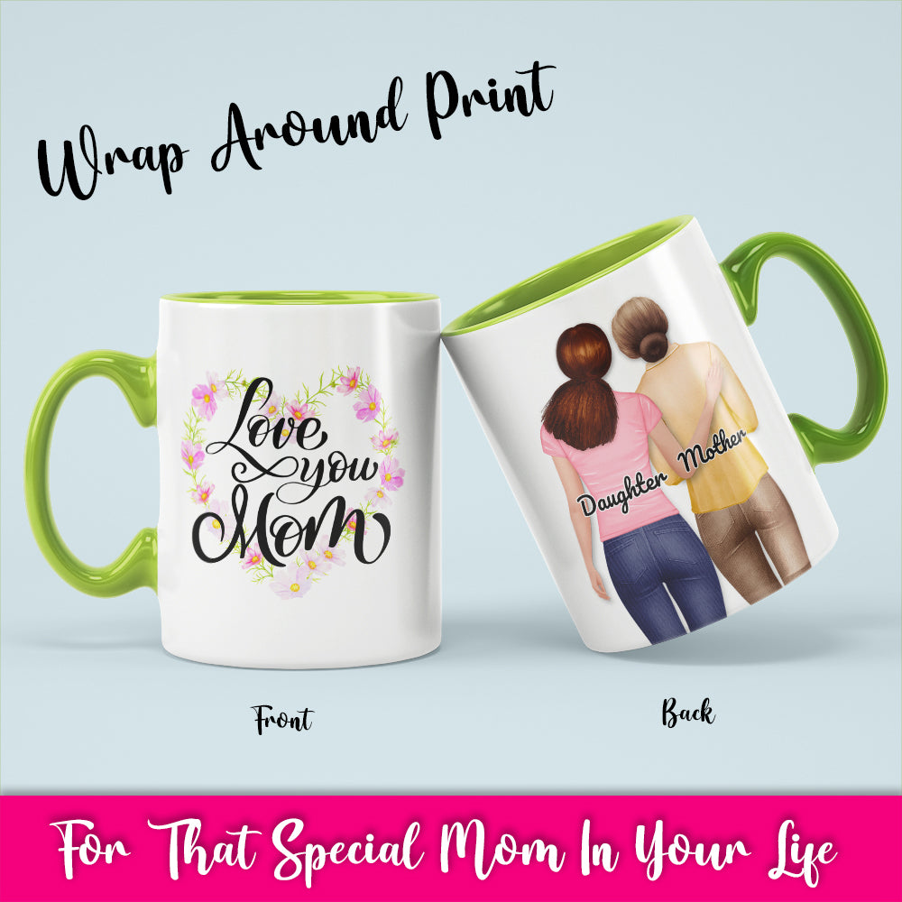 Love You Mom- White Coffee Mug With Colored Inside & Handle