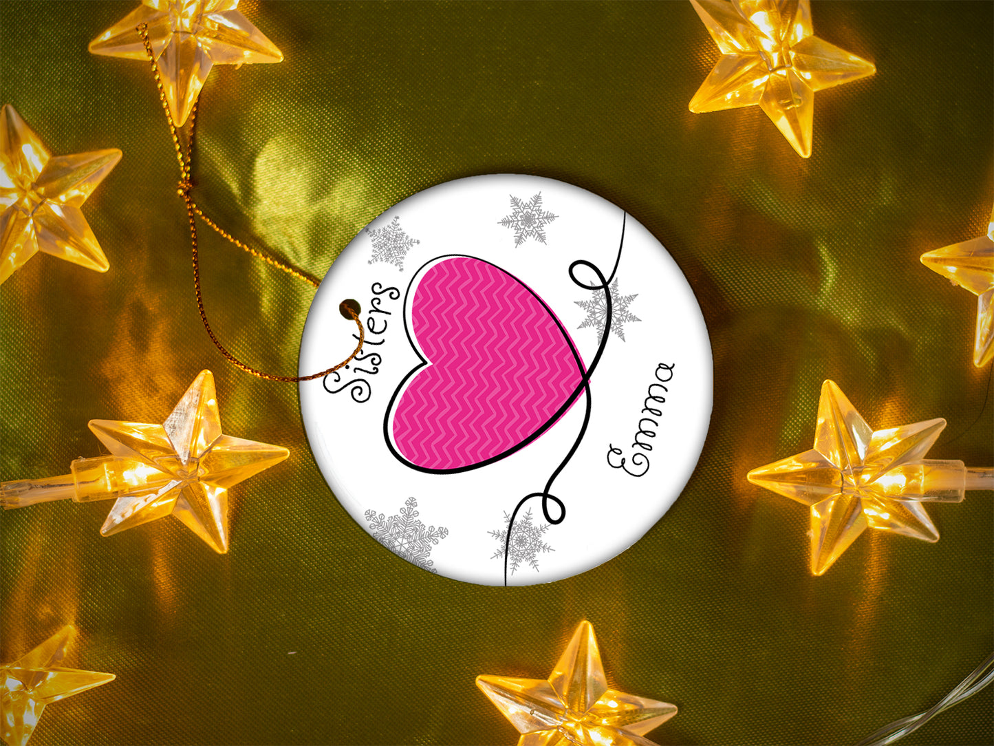 Sisters Pink - Ceramic Round Ornament