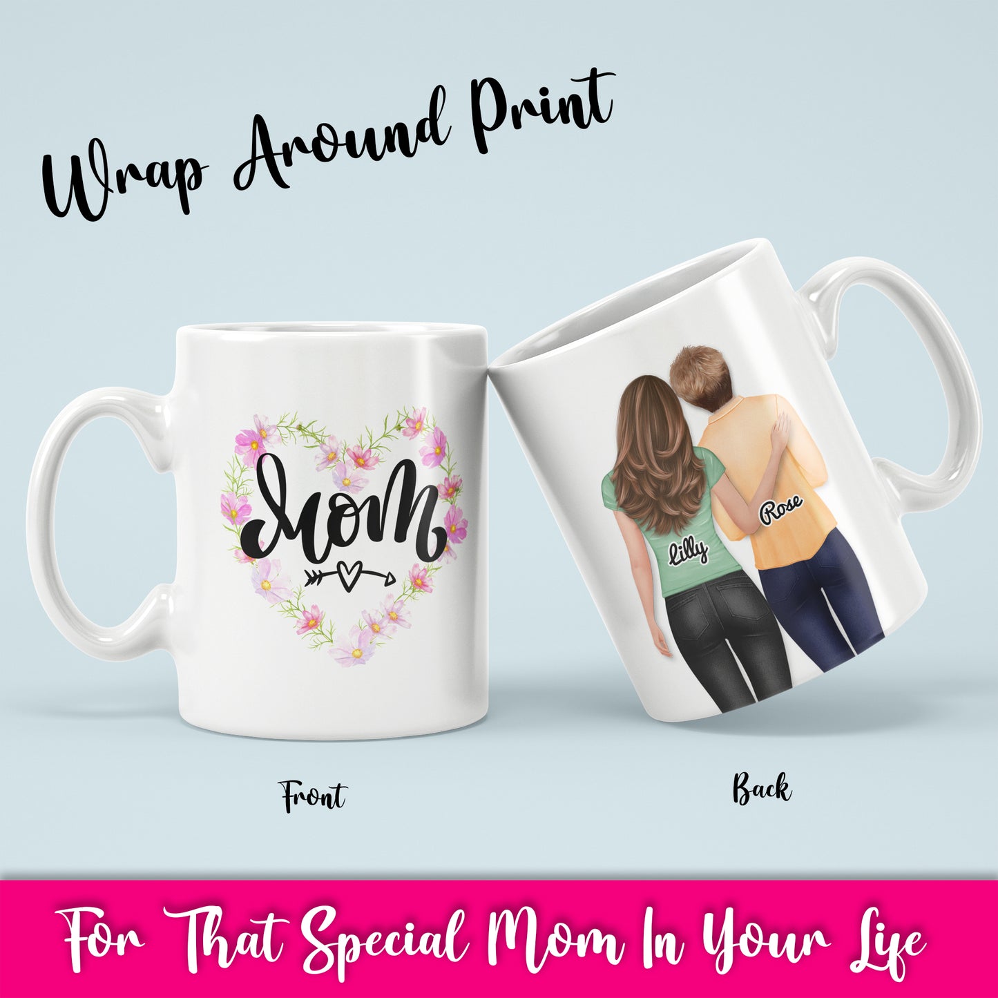 Mom Floral Heart 2 White Coffee Mug