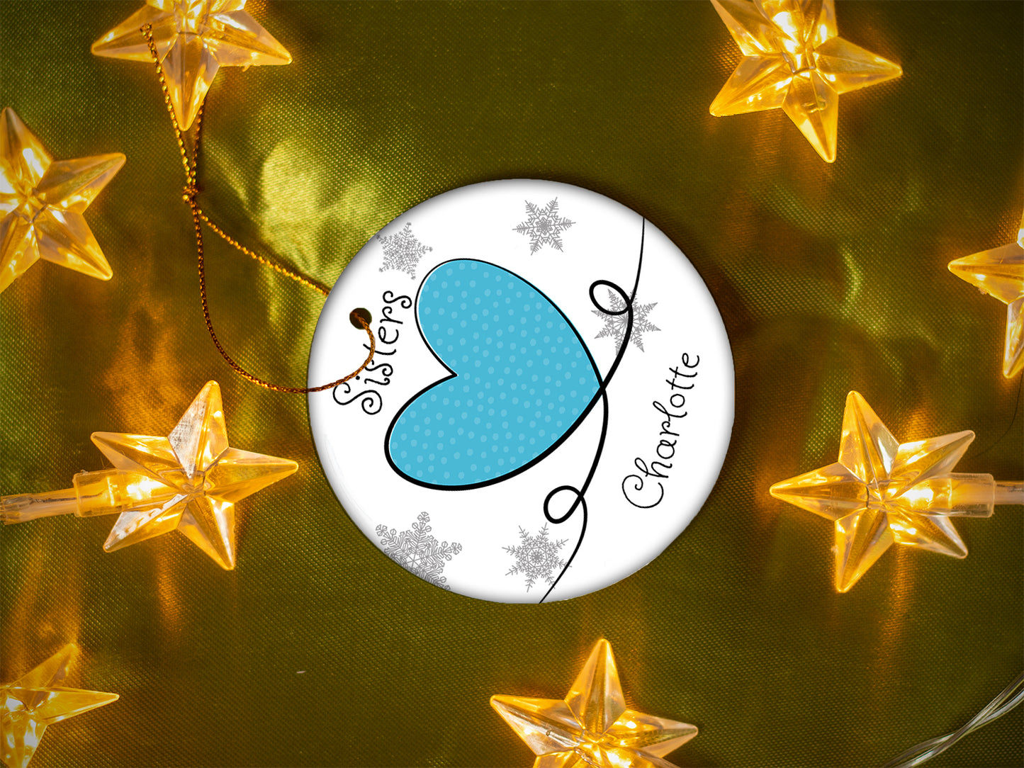 Sisters Blue - Ceramic Round Ornament