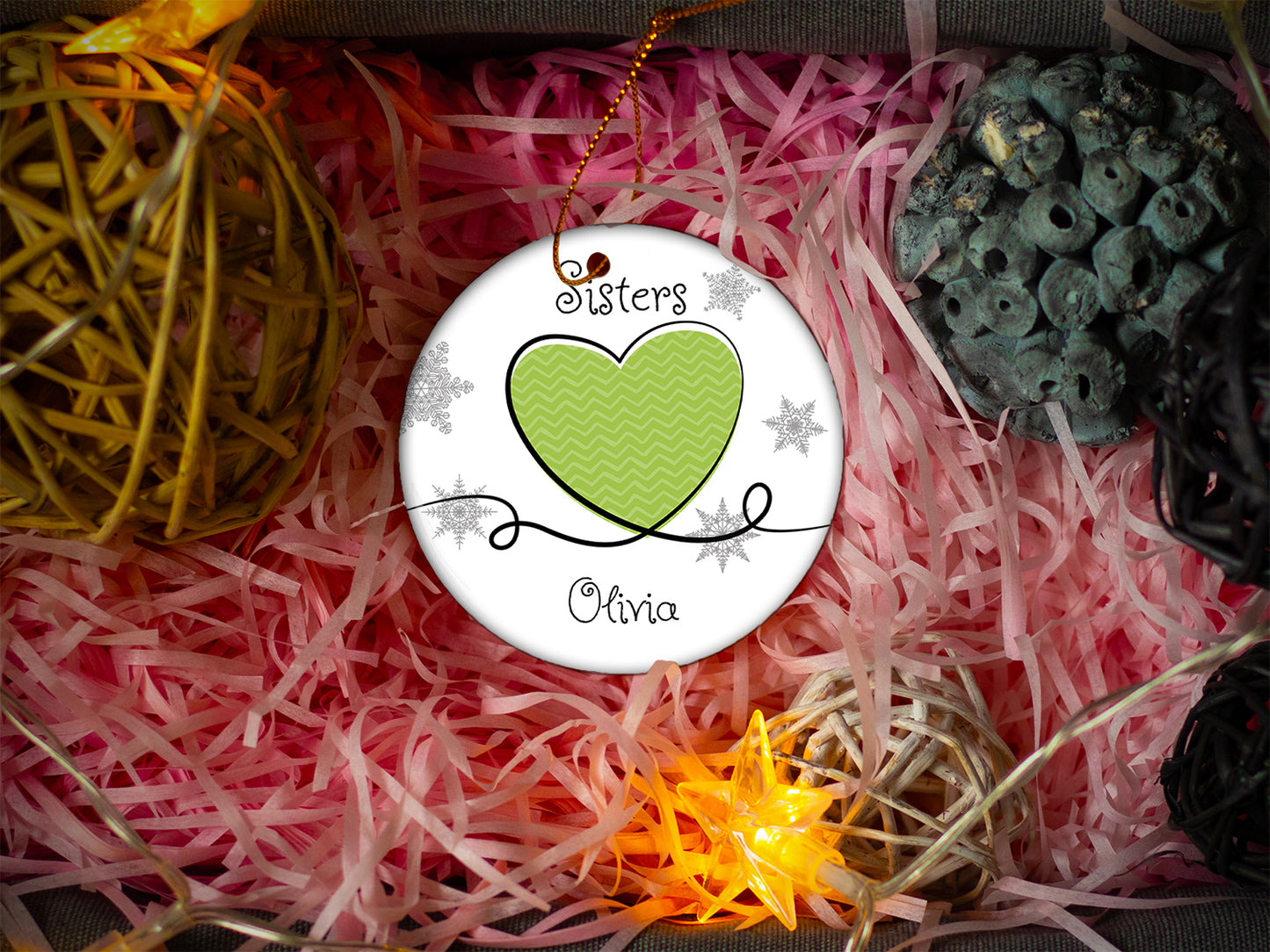 Sisters Green - Ceramic Round Ornament