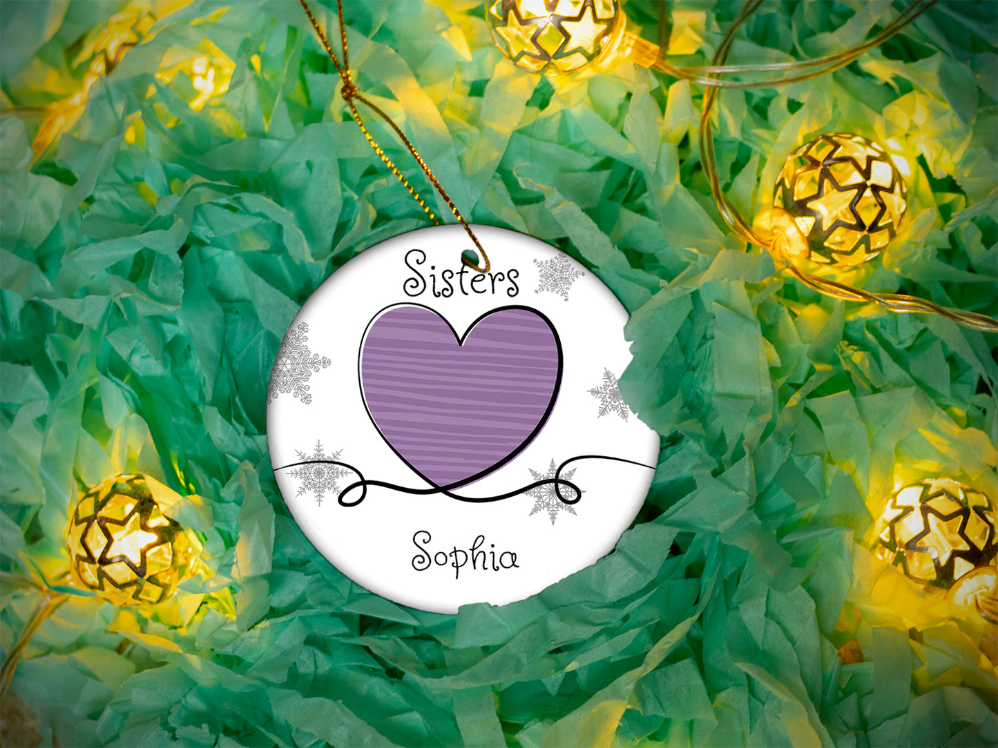 Sisters Purple - Ceramic Round Ornament