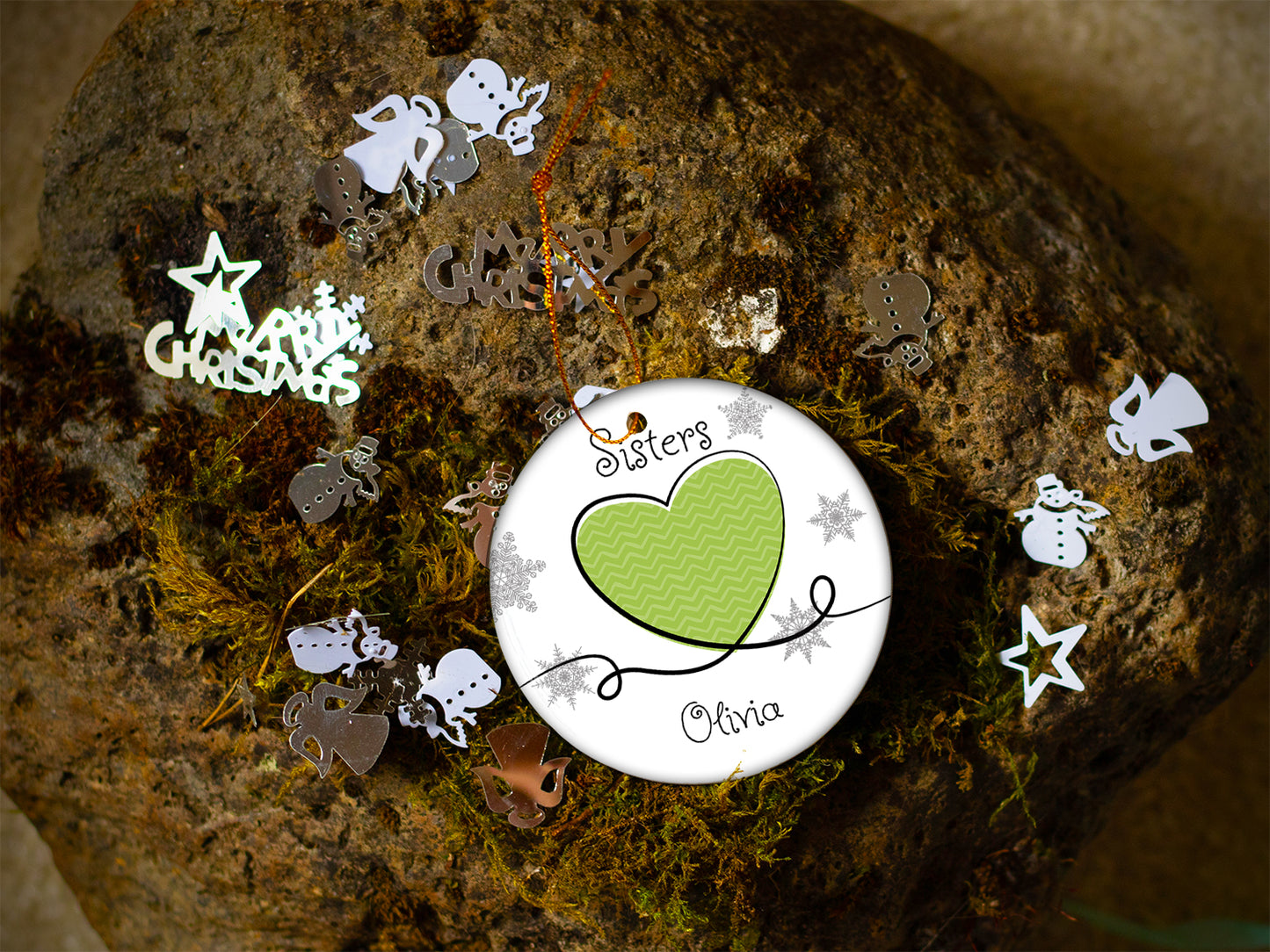 Sisters Green - Ceramic Round Ornament