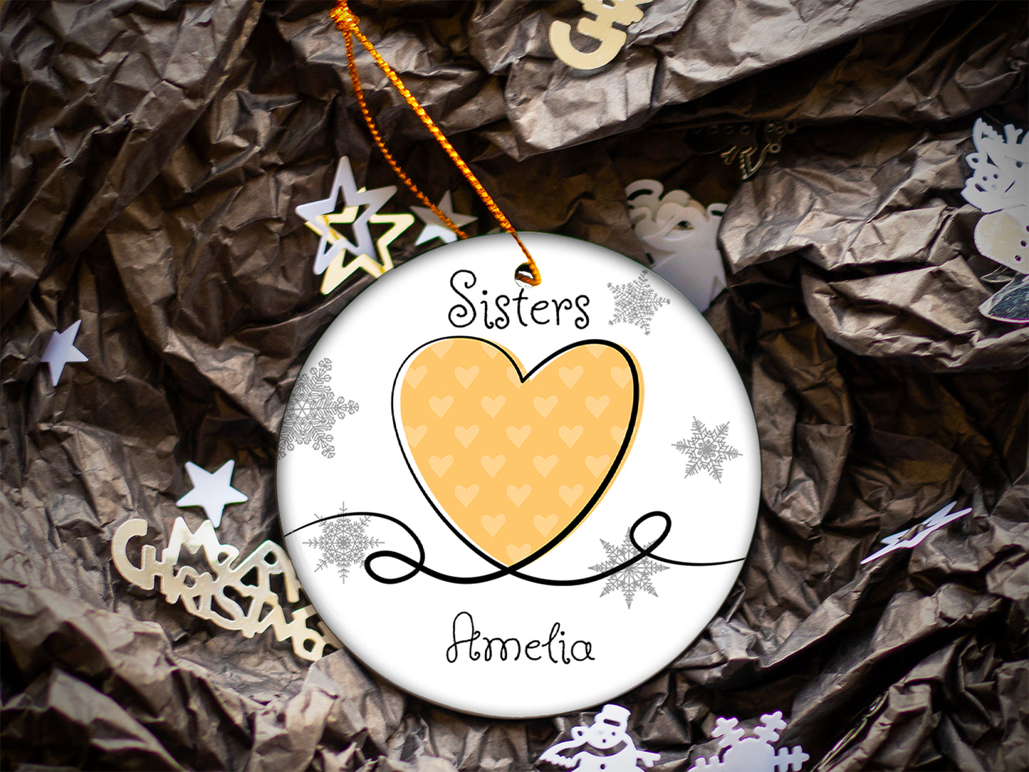 Sisters Yellow - Ceramic Round Ornament