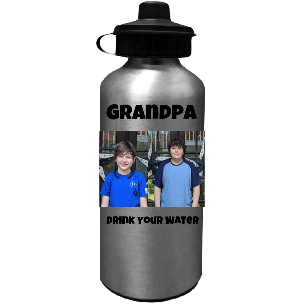 Personalized Water Bottle 20 oz with image and text PERSONALIZED